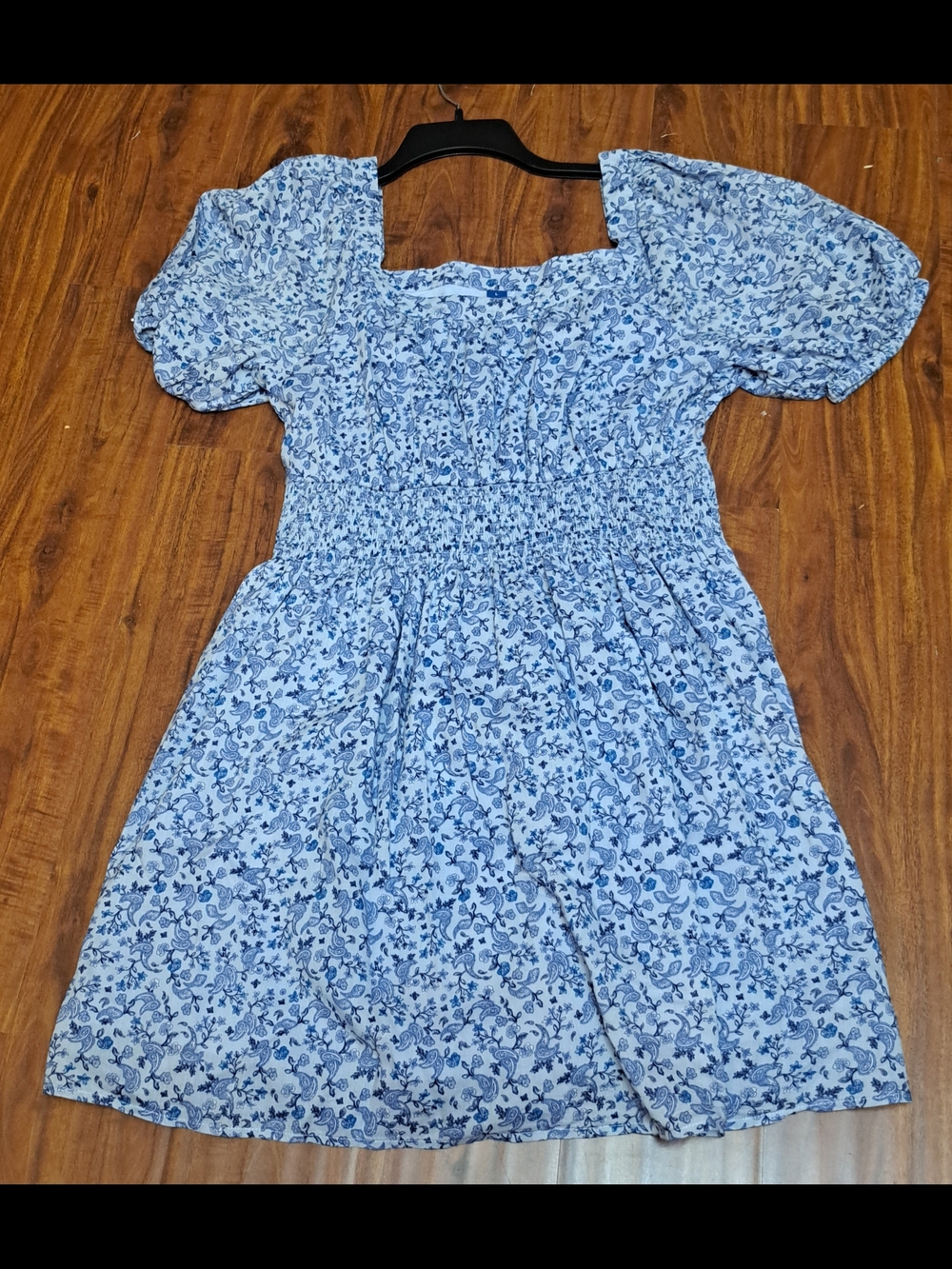 Old Navy Smocked Blue Floral Dress Sz L Cottage Core Romantic Feminine